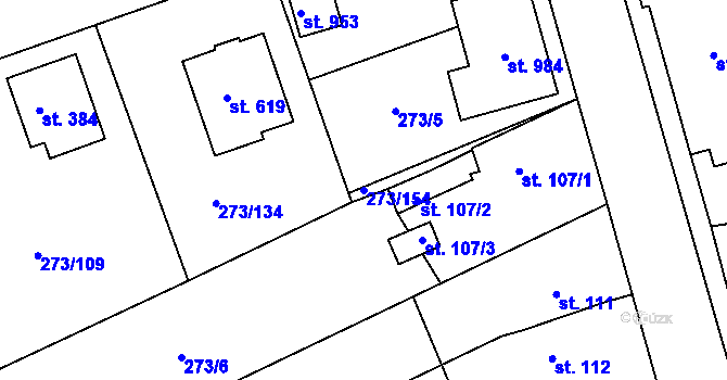Parcela st. 273/154 v KÚ Třemošnice nad Doubravou, Katastrální mapa