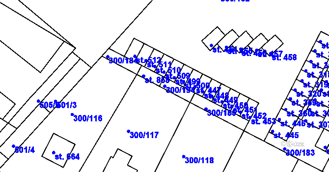 Parcela st. 300/194 v KÚ Třemošnice nad Doubravou, Katastrální mapa