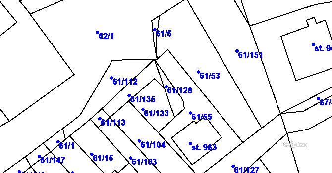 Parcela st. 61/128 v KÚ Třemošnice nad Doubravou, Katastrální mapa