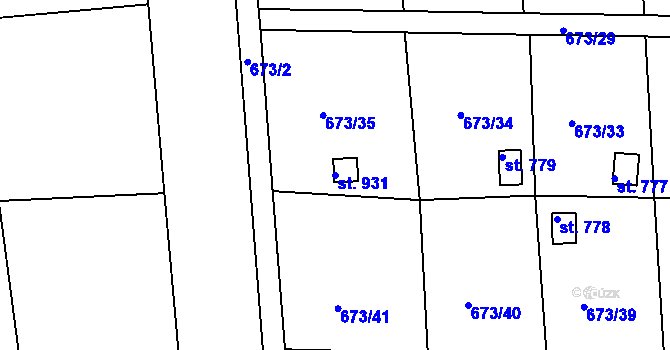 Parcela st. 931 v KÚ Třemošnice nad Doubravou, Katastrální mapa