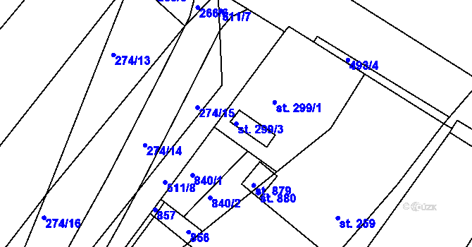 Parcela st. 299/3 v KÚ Třemošnice nad Doubravou, Katastrální mapa