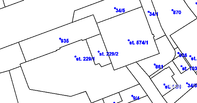 Parcela st. 229/2 v KÚ Třemošnice nad Doubravou, Katastrální mapa