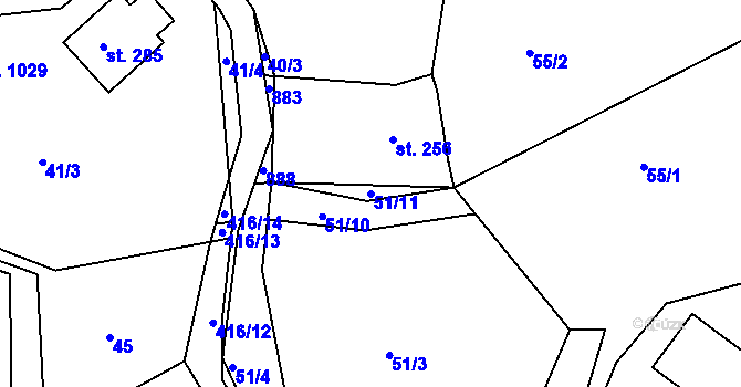 Parcela st. 51/11 v KÚ Třemošnice nad Doubravou, Katastrální mapa