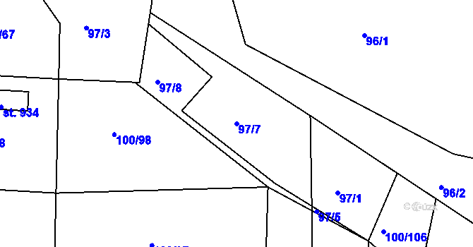 Parcela st. 97/7 v KÚ Třemošnice nad Doubravou, Katastrální mapa