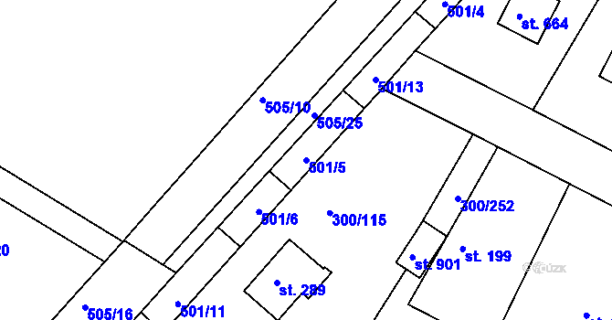 Parcela st. 501/5 v KÚ Třemošnice nad Doubravou, Katastrální mapa