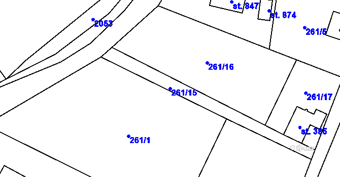 Parcela st. 261/15 v KÚ Třemošnice nad Doubravou, Katastrální mapa