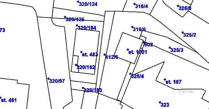 Parcela st. 412/6 v KÚ Třemošnice nad Doubravou, Katastrální mapa