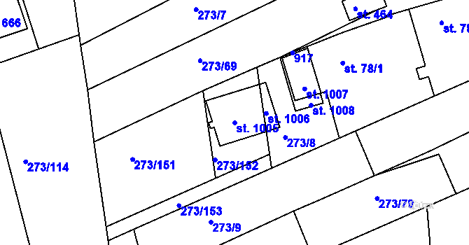 Parcela st. 1005 v KÚ Třemošnice nad Doubravou, Katastrální mapa