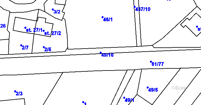 Parcela st. 49/16 v KÚ Třemošnice nad Doubravou, Katastrální mapa