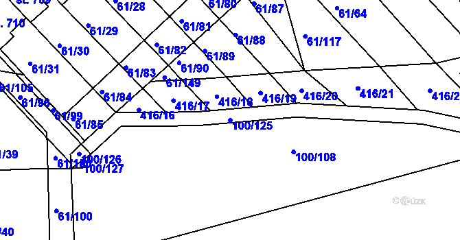 Parcela st. 100/125 v KÚ Třemošnice nad Doubravou, Katastrální mapa