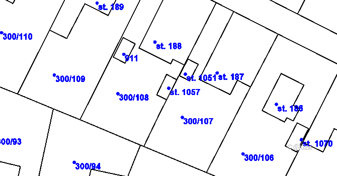 Parcela st. 1057 v KÚ Třemošnice nad Doubravou, Katastrální mapa