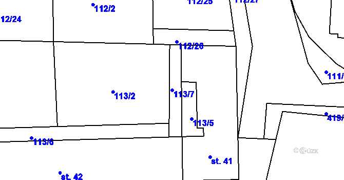 Parcela st. 113/7 v KÚ Třemošnice nad Doubravou, Katastrální mapa