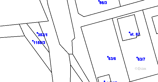 Parcela st. 63/1 v KÚ Třenice, Katastrální mapa