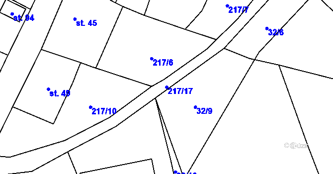 Parcela st. 217/17 v KÚ Třenice, Katastrální mapa