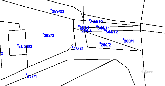 Parcela st. 261 v KÚ Třenice, Katastrální mapa