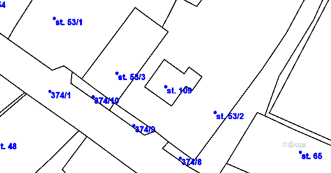 Parcela st. 109 v KÚ Třesovice, Katastrální mapa