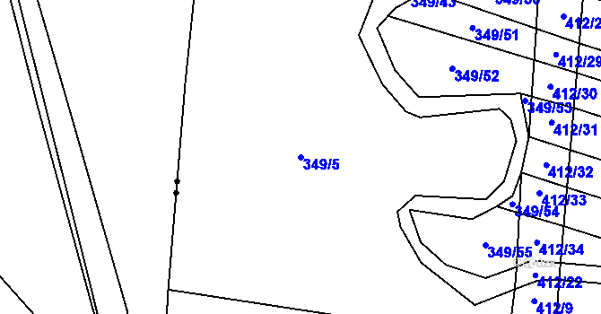 Parcela st. 349/5 v KÚ Třesovice, Katastrální mapa