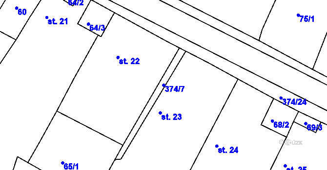 Parcela st. 374/7 v KÚ Třesovice, Katastrální mapa