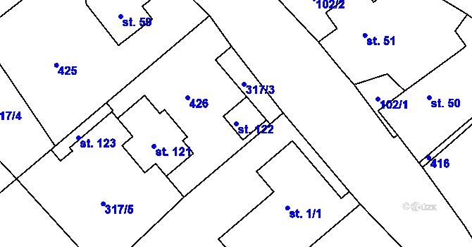 Parcela st. 122 v KÚ Třesovice, Katastrální mapa