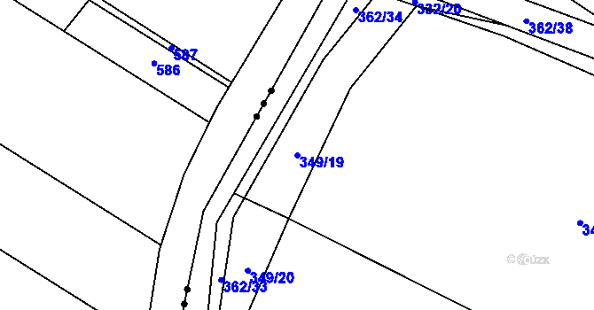 Parcela st. 349/19 v KÚ Třesovice, Katastrální mapa