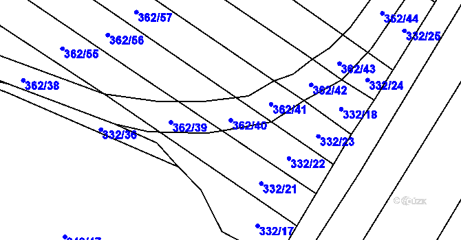 Parcela st. 362/40 v KÚ Třesovice, Katastrální mapa
