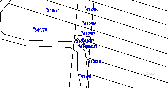 Parcela st. 412/39 v KÚ Třesovice, Katastrální mapa