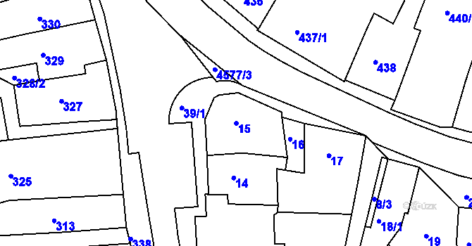 Parcela st. 15 v KÚ Třešť, Katastrální mapa