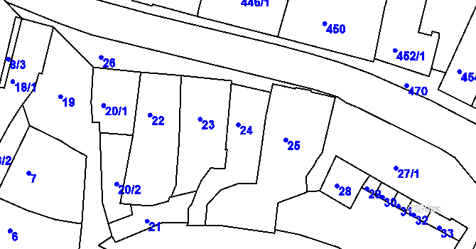 Parcela st. 24 v KÚ Třešť, Katastrální mapa