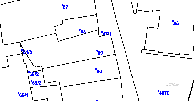 Parcela st. 59 v KÚ Třešť, Katastrální mapa