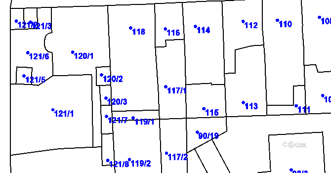 Parcela st. 117/1 v KÚ Třešť, Katastrální mapa