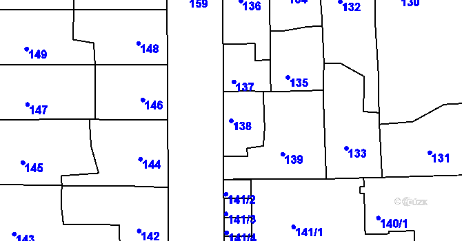 Parcela st. 138 v KÚ Třešť, Katastrální mapa