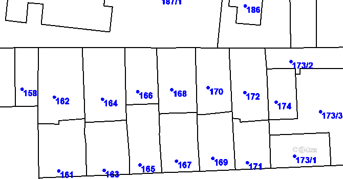 Parcela st. 168 v KÚ Třešť, Katastrální mapa