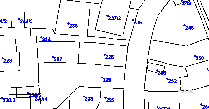 Parcela st. 226 v KÚ Třešť, Katastrální mapa