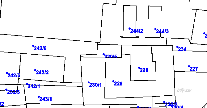 Parcela st. 230/5 v KÚ Třešť, Katastrální mapa