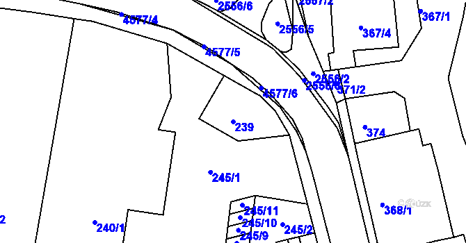 Parcela st. 239 v KÚ Třešť, Katastrální mapa
