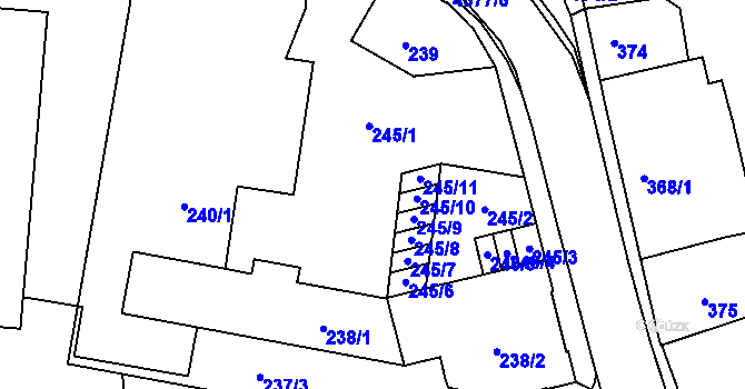 Parcela st. 245 v KÚ Třešť, Katastrální mapa
