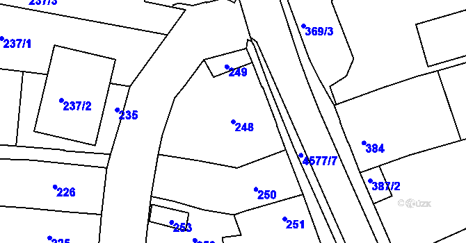 Parcela st. 248 v KÚ Třešť, Katastrální mapa