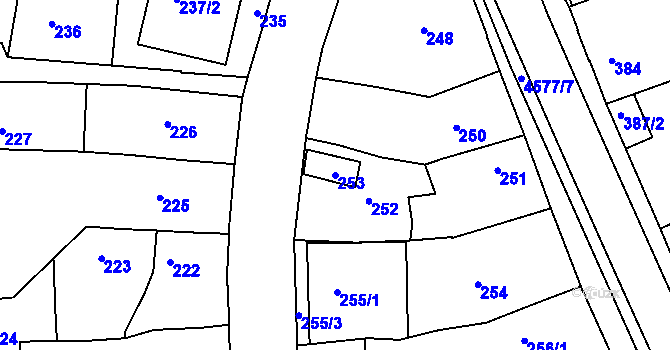 Parcela st. 253 v KÚ Třešť, Katastrální mapa
