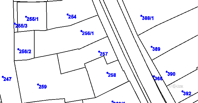 Parcela st. 257 v KÚ Třešť, Katastrální mapa