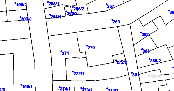 Parcela st. 270 v KÚ Třešť, Katastrální mapa