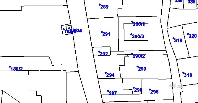 Parcela st. 292 v KÚ Třešť, Katastrální mapa