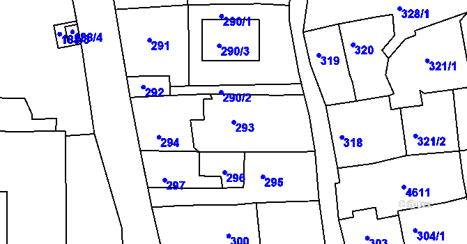 Parcela st. 293 v KÚ Třešť, Katastrální mapa