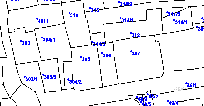 Parcela st. 306 v KÚ Třešť, Katastrální mapa
