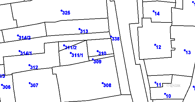 Parcela st. 310 v KÚ Třešť, Katastrální mapa