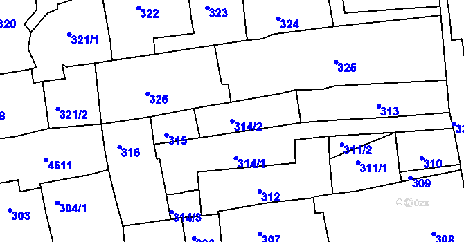 Parcela st. 314/2 v KÚ Třešť, Katastrální mapa