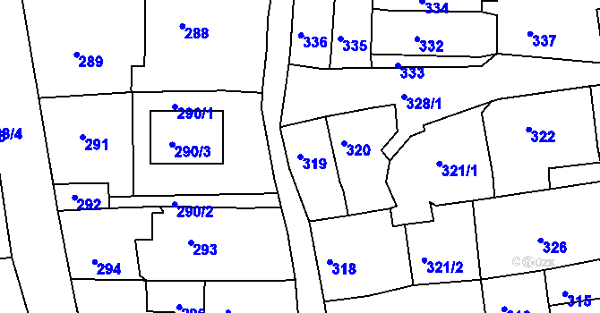 Parcela st. 319 v KÚ Třešť, Katastrální mapa