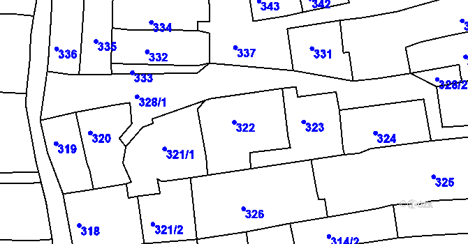 Parcela st. 322 v KÚ Třešť, Katastrální mapa