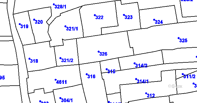 Parcela st. 326 v KÚ Třešť, Katastrální mapa
