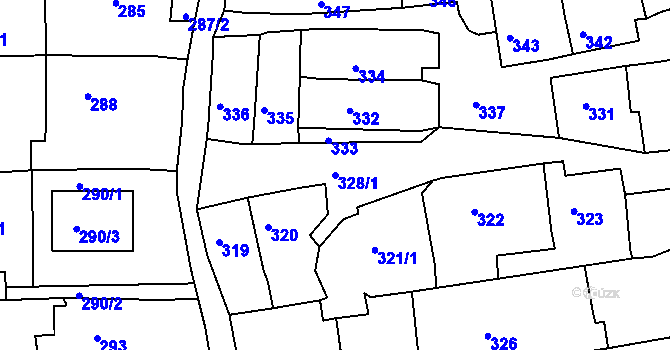 Parcela st. 328/1 v KÚ Třešť, Katastrální mapa