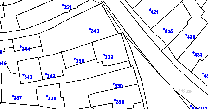 Parcela st. 339 v KÚ Třešť, Katastrální mapa